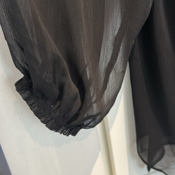 Love & Legend Black Sheer Long Sleeve Smocked Off the Shoulders Blouse Size 20 - Picture 5 of 15